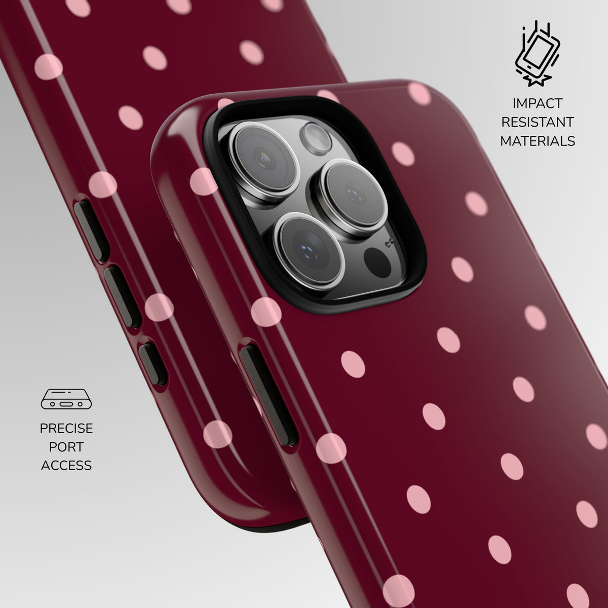Burgundy Blush Polka Dot Phone Case