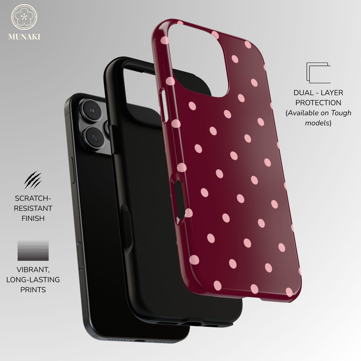 Burgundy Blush Polka Dot Phone Case