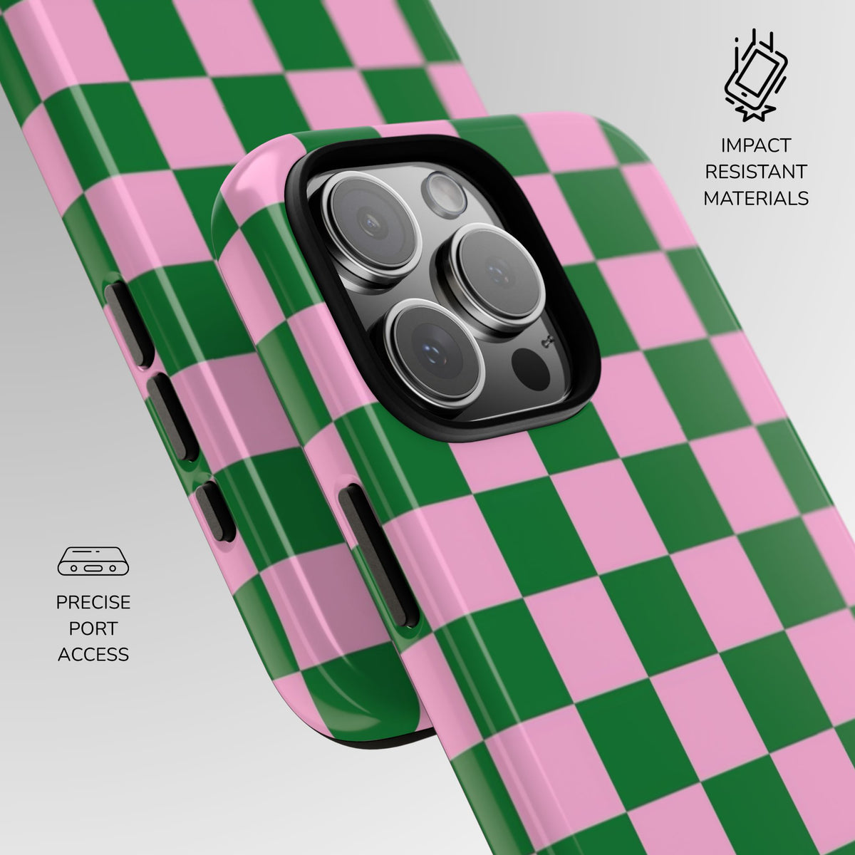 Matcha Rose Checker Phone Case