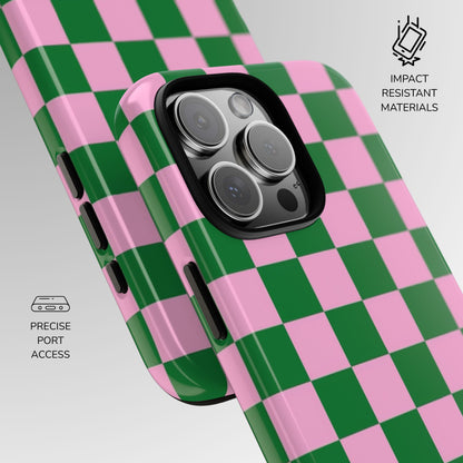 Matcha Rose Checker Phone Case