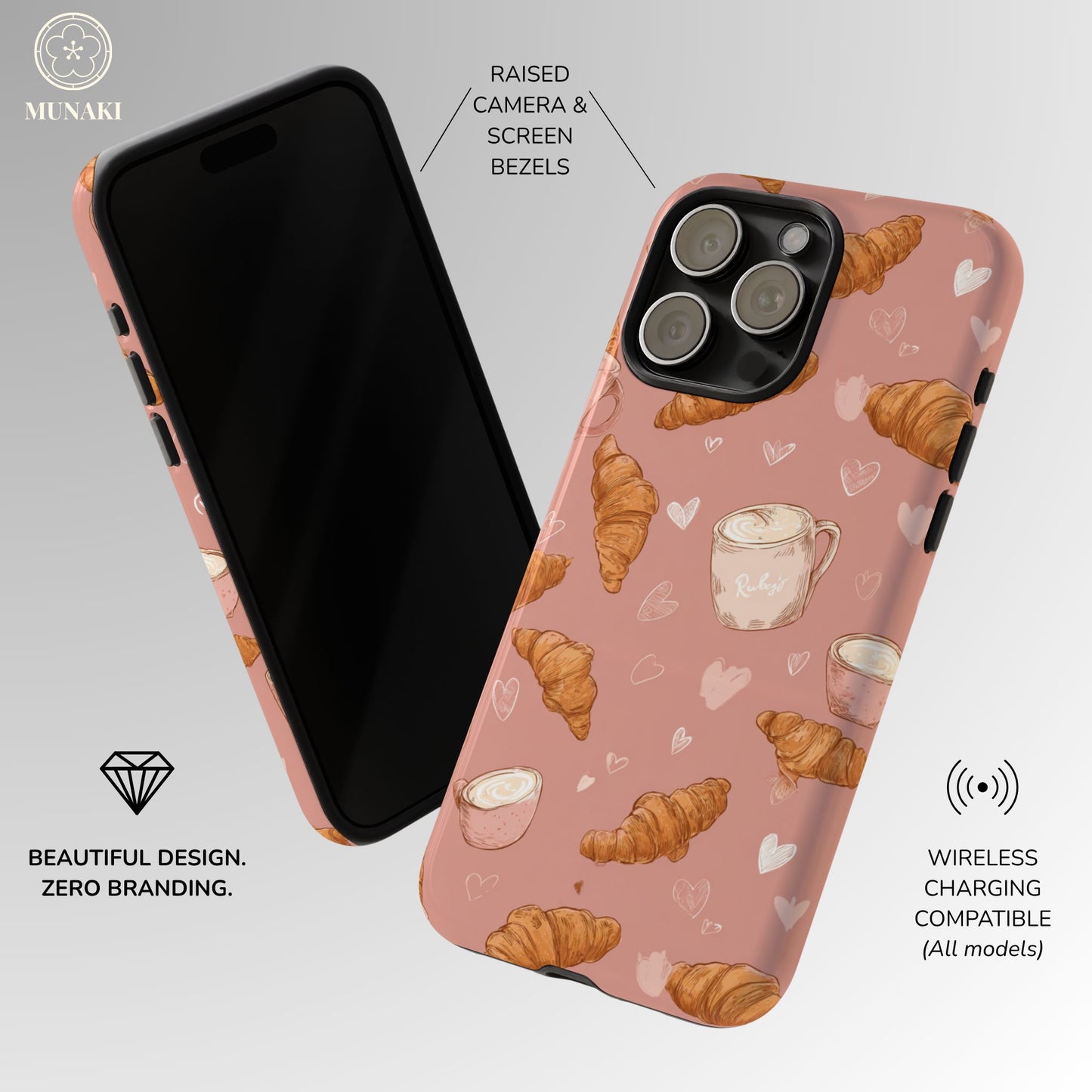 Croissant & Hearts Phone Case