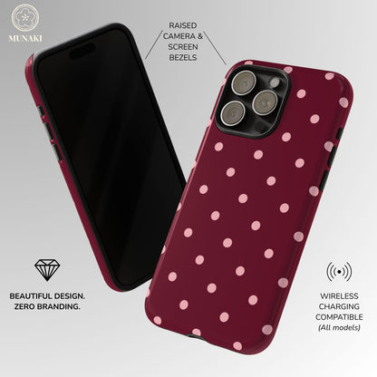 Burgundy Blush Polka Dot Phone Case