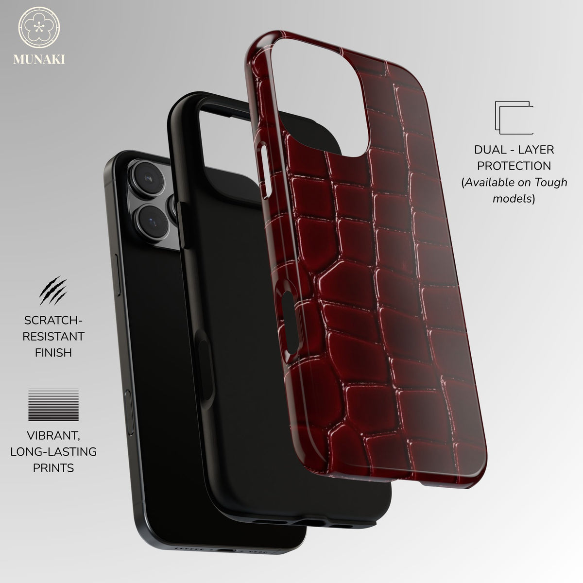 Bordeaux Croc Phone Case