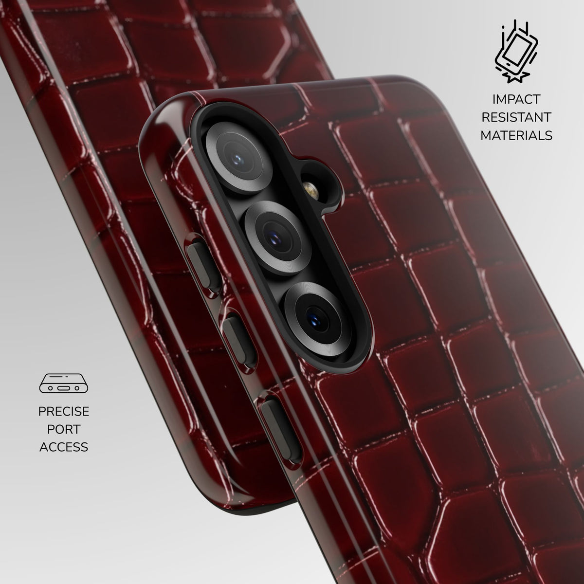 Bordeaux Croc Phone Case