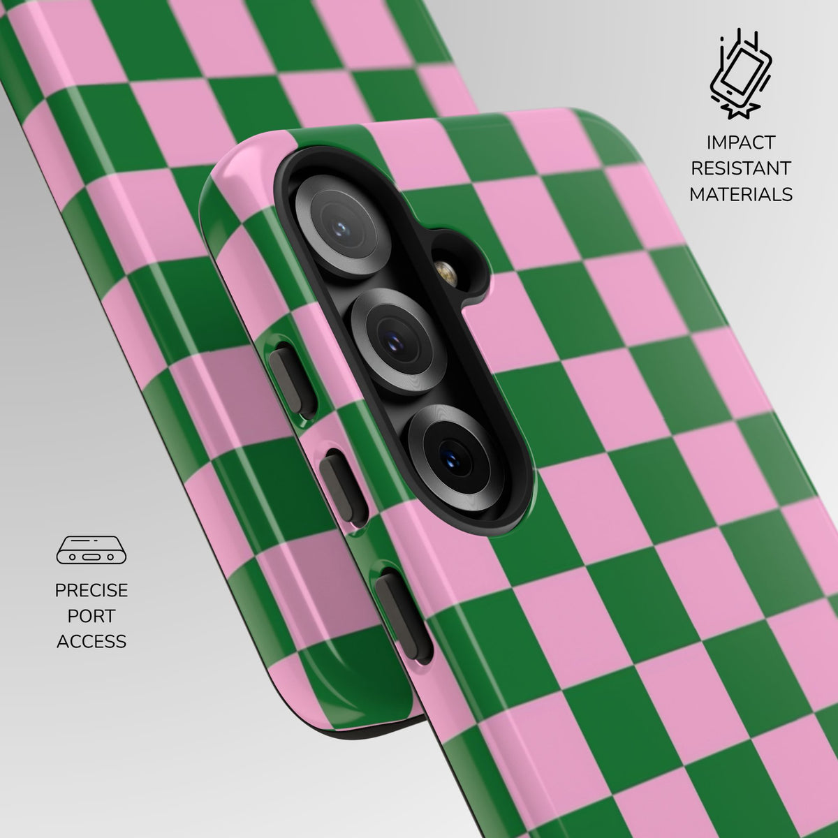 Matcha Rose Checker Phone Case