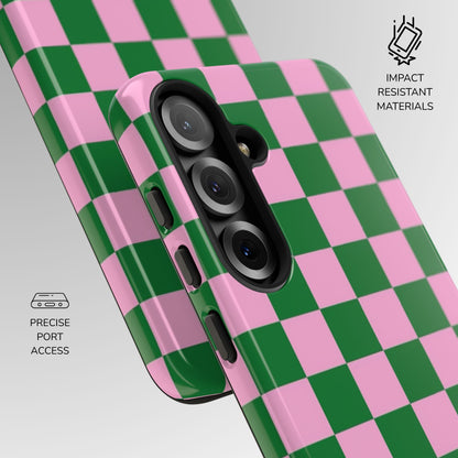 Matcha Rose Checker Phone Case