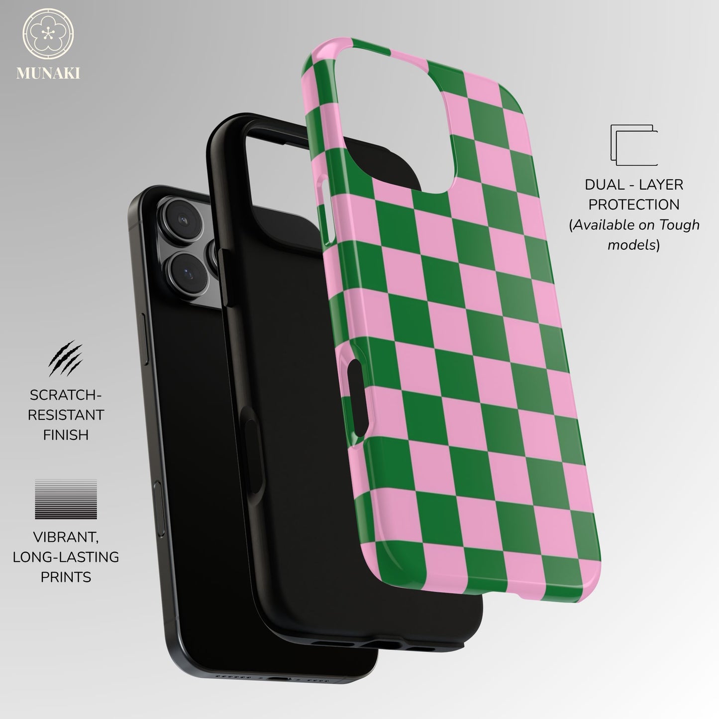 Matcha Rose Checker Phone Case