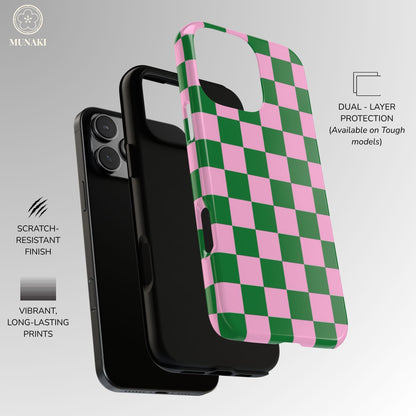 Matcha Rose Checker Phone Case