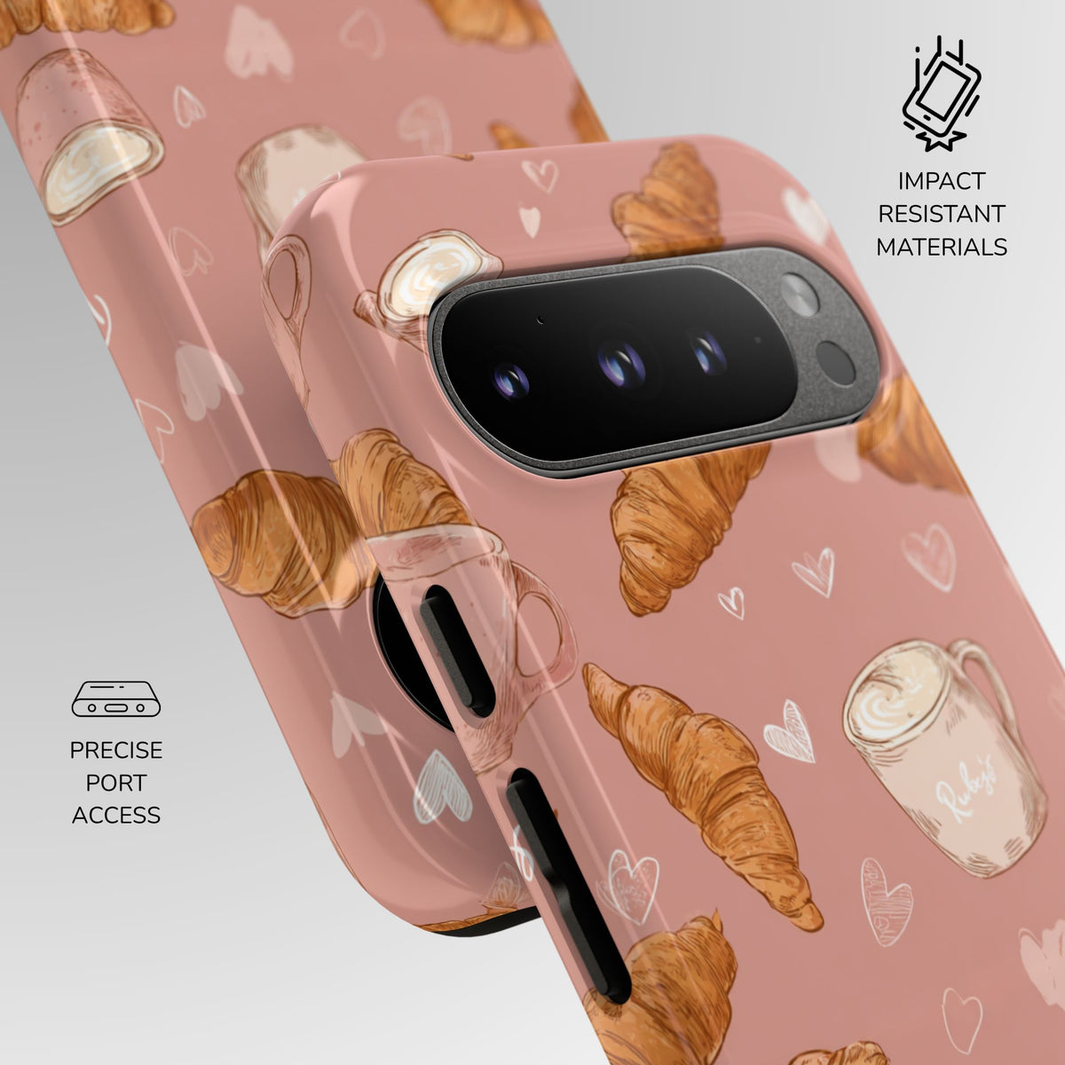 Croissant & Hearts Phone Case