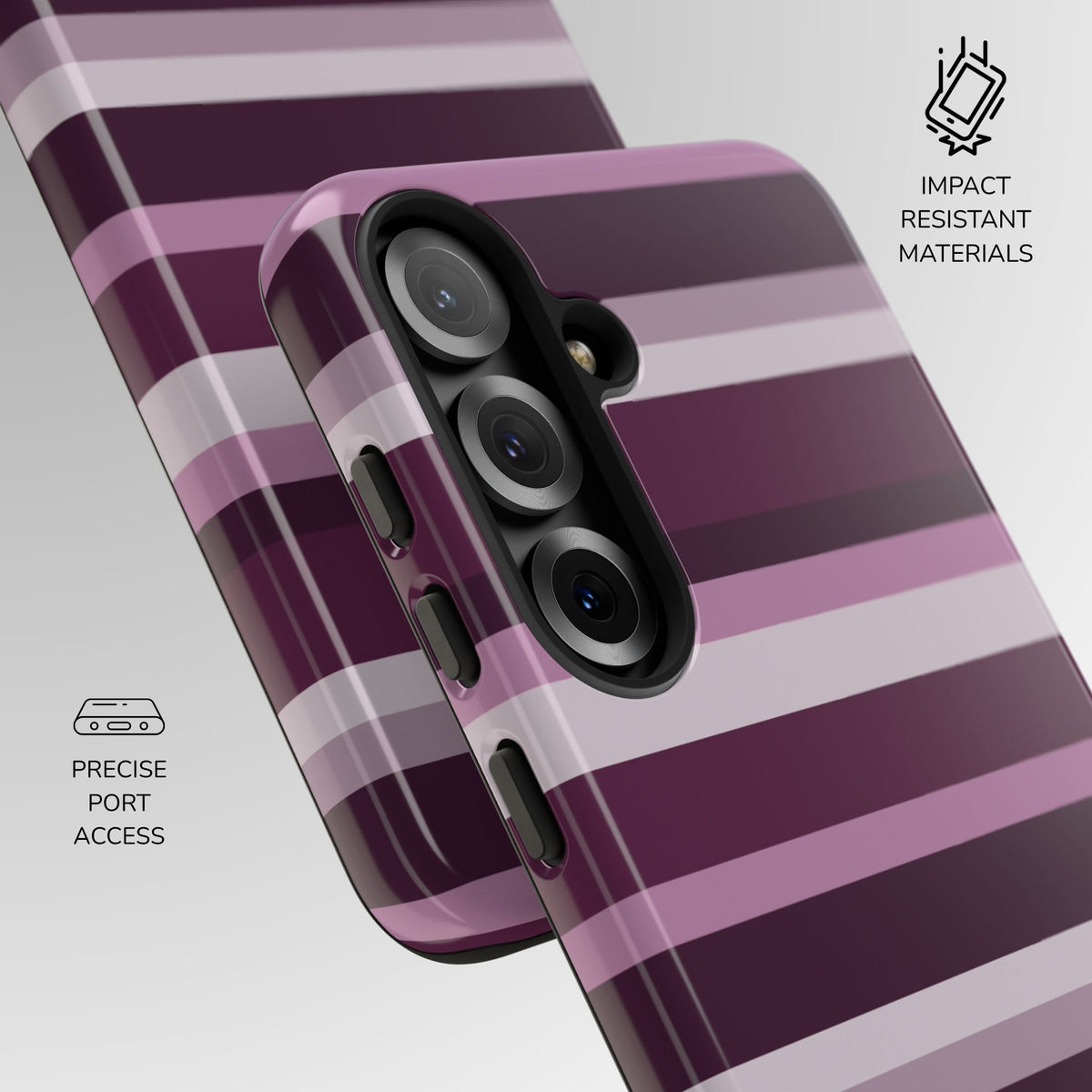 Aubergine Luxe Striped Phone Case