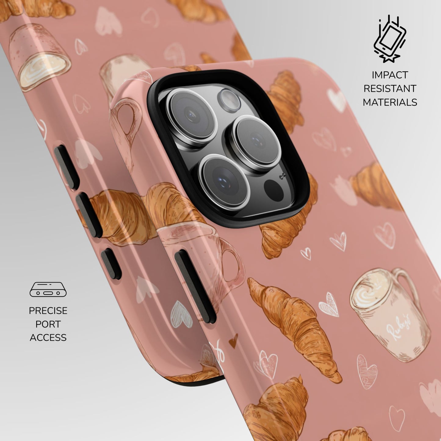 Croissant & Hearts Phone Case