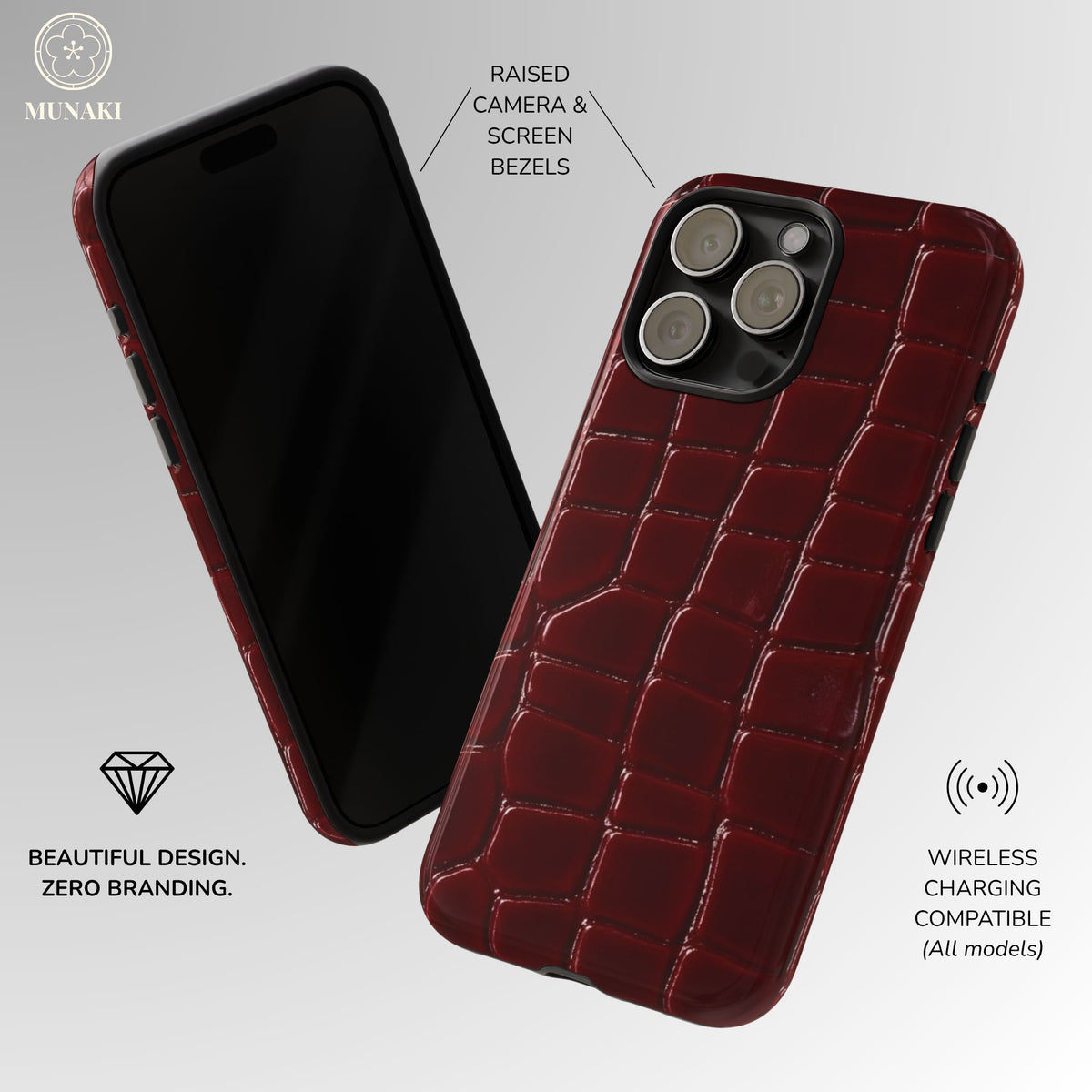 Bordeaux Croc Phone Case