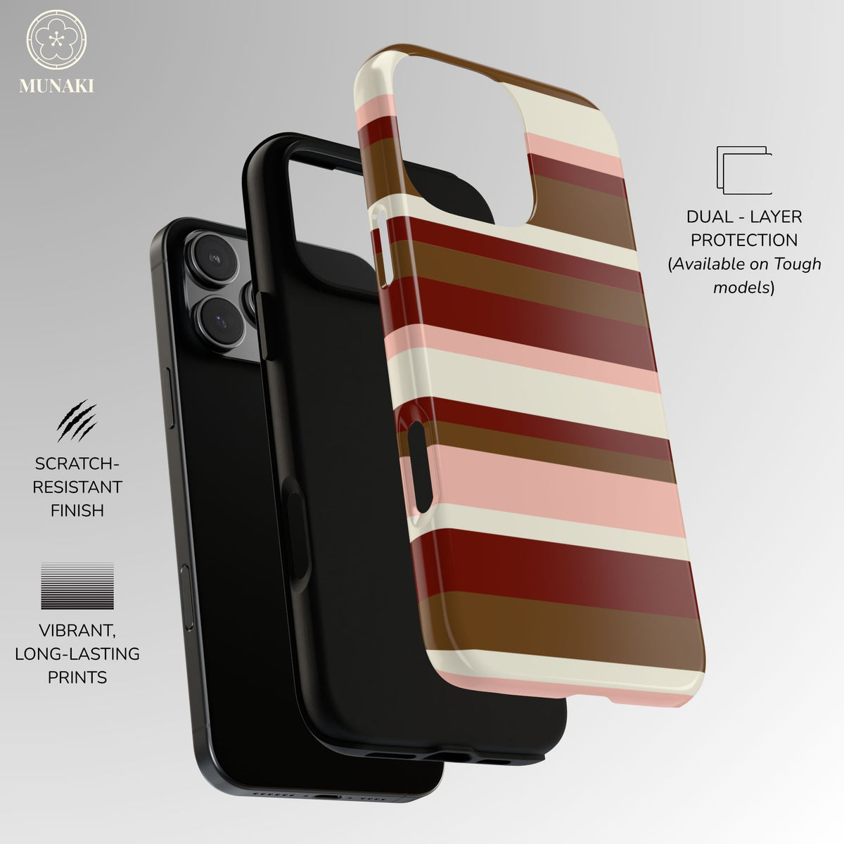Bordeaux Velvet Striped Phone Case