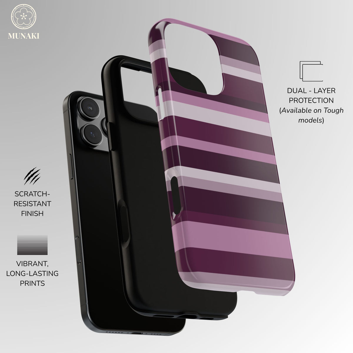 Aubergine Luxe Striped Phone Case